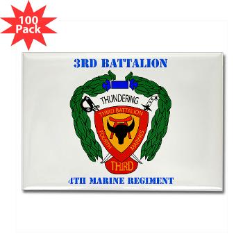 3B4M - M01 - 01 - 3rd Battalion 4th Marines with Text - Rectangle Magnet (100 pack) - Click Image to Close